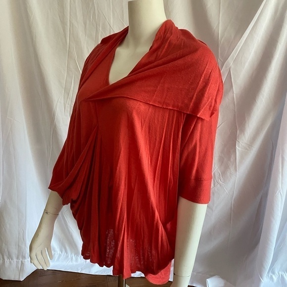 Beautiful Free People Orange Drape Top Size Small - Picture 3 of 6